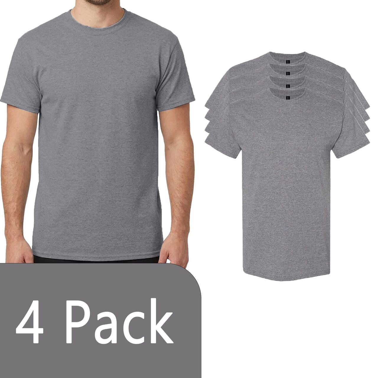 Gildan Heavy Cotton Crewneck T-Shirt Craft Bundle, Graphite Heather Unisex Short Sleeve Blanks for DIY Printing